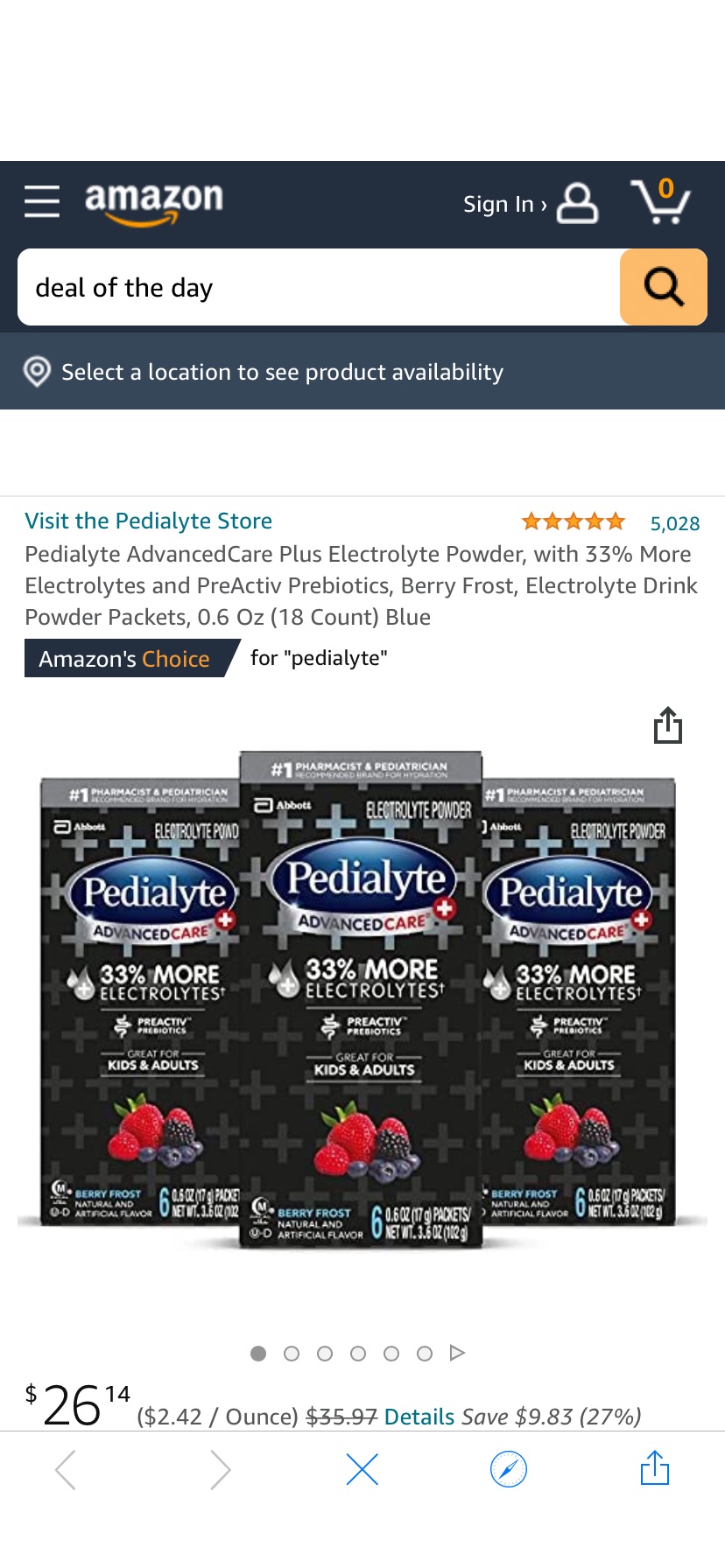 Amazon.com: Pedialyte AdvancedCare Plus Electrolyte Powder, with 33% More Electrolytes and PreActiv Prebiotics, Berry Frost, Electrolyte Drink Powder Packets补充剂