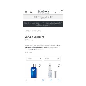 25% off Exclusive | SkinStore满100享受75折 折扣码:spend