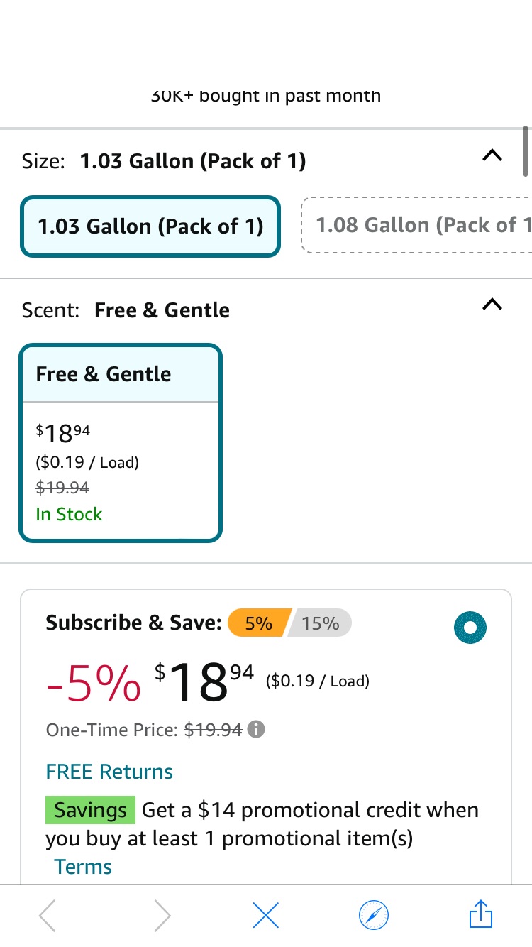 Amazon.com: Tide Free & Gentle Liquid Laundry Detergent HE Compatible, 100 Loads, 132 fl oz : Health & Household