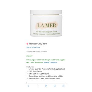 $199 La Mer The Moisturizing Soft Cream, 2.0 oz | Costco