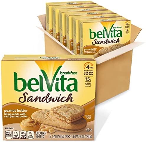 Amazon.com : Belvita Sandwich Peanut Butter Breakfast Biscuits, 6 Boxes of 5 Packs (2 Sandwiches Per Pack) : Everything Else