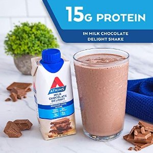 Atkins Gluten Free Protein-Rich Shake, Milk Chocolate Delight, Keto Friendly, 11 Fl Oz (Pack of 12)