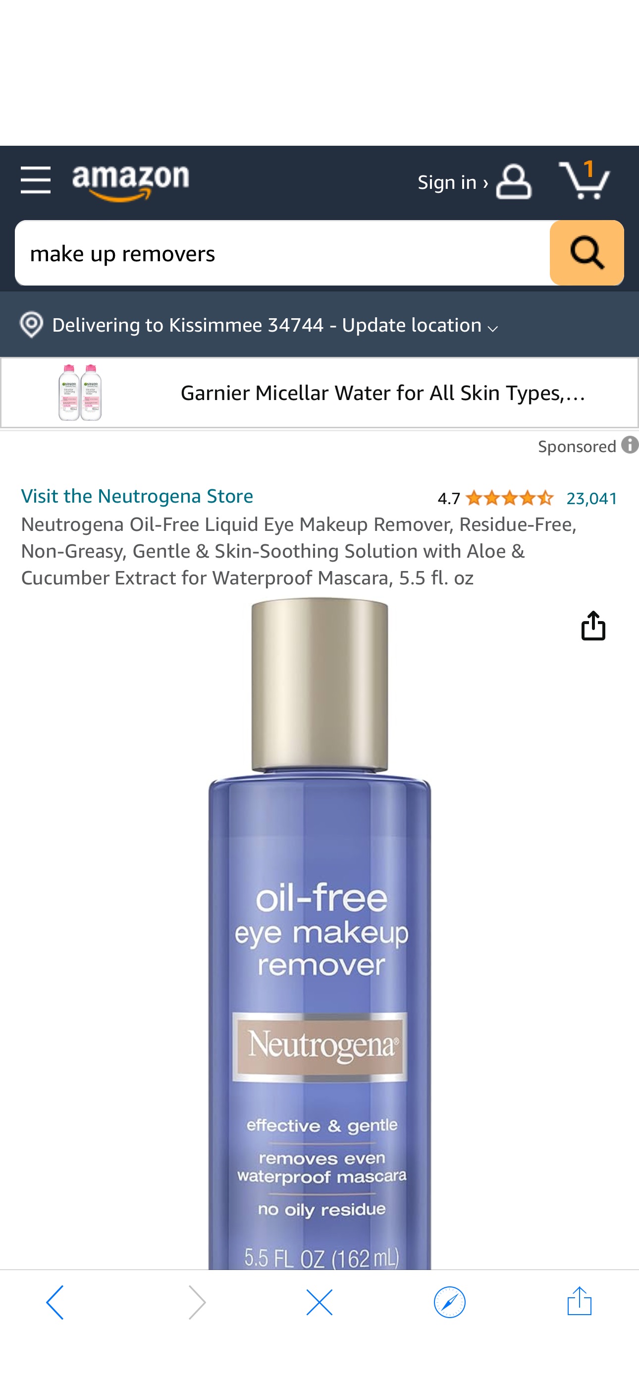 Amazon.com: Neutrogena Oil-Free Liquid Eye Makeup Remover, Residue-Free, Non-Greasy, Gentle & Skin-Soothing Solution with Aloe & Cucumber Extract for Waterproof Mascara, 5.5 fl. oz : Beauty & Personal