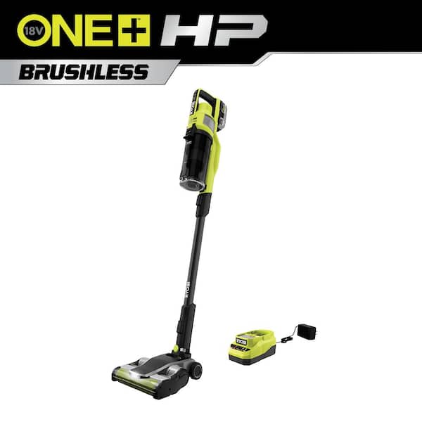 RYOBI ONE+ HP 18V Brushless Cordless Pet Stick Vac with Kit with Dual-Roller, 4.0 Ah HIGH PERFORMANCE Battery, and Charger PBLSV717K - The Home Depot
