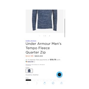 $42.99 Under Armour Men s Tempo Fleece Quarter Zip – PROOZY Proozy:UA 男士四分之一拉链仅需 34 美元! 在它消失之前快点!
代号:PZR8FQZ