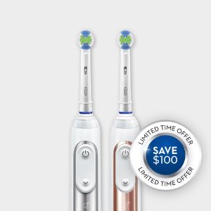 Smart Series Rechargeable Toothbrush 2-Pack, (Silver & Rose Gold)