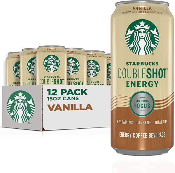 Doubleshot Energy Espresso Coffee, Vanilla, 15 oz Cans (12 Pack)