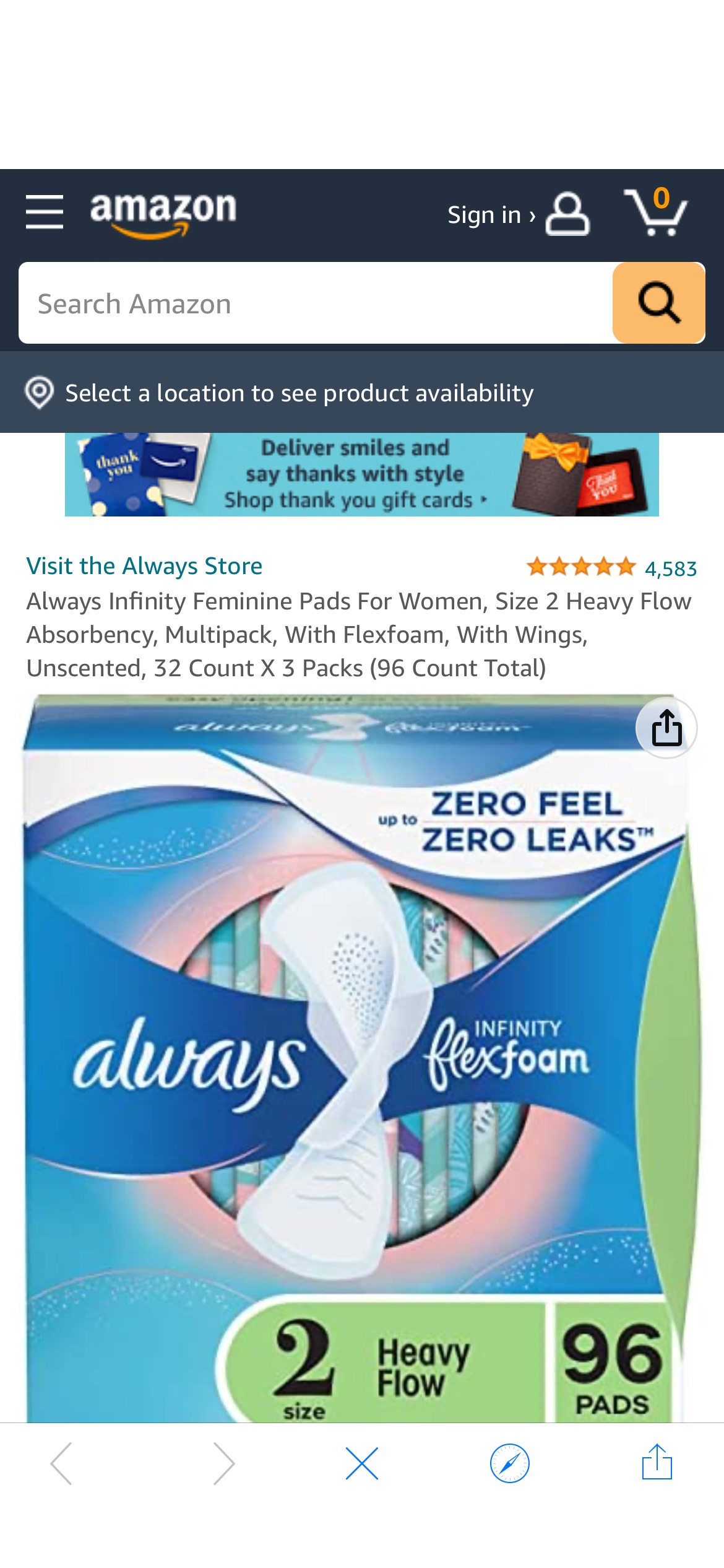 Amazon.com: Always Infinity Feminine Pads For Women, Size 2 Heavy Flow Absorbency, Multipack, With Flexfoam, With Wings, Unscented, 32 Count X 3 Packs (96 Count Total) : Health & Household