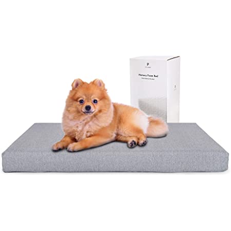 PETLIBRO 狗床，记忆泡沫狗板条箱床矫形毛绒床垫，用于治疗关节和肌肉缓解，带防水内衬的可水洗床罩