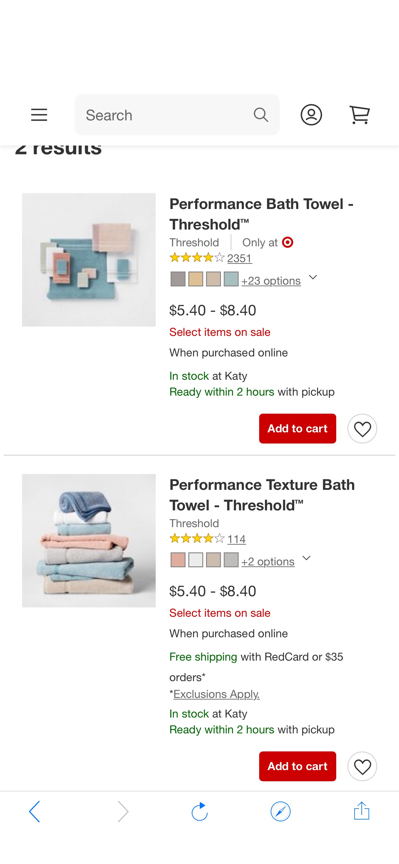Target 今日特惠，Threshold 浴巾6折，低至$5.4，两款多色可选