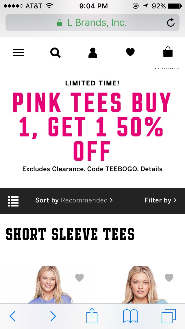 Tees Buy One, Get One 50% Off - Victoria's Secret