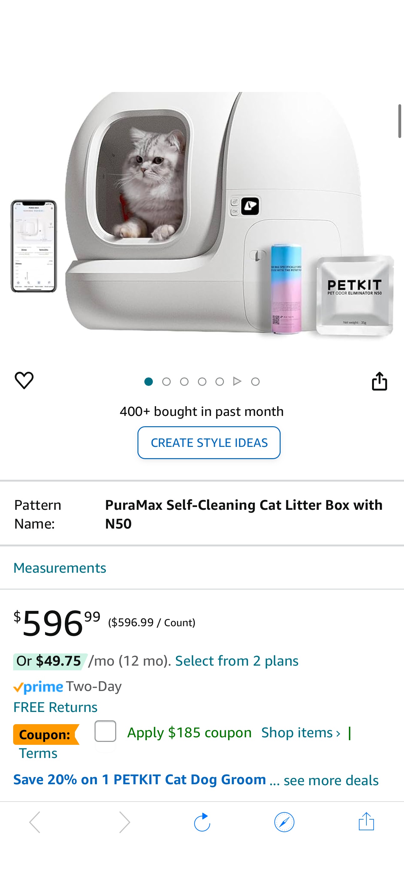 Amazon.com : PETKIT PuraMax Self Cleaning Cat Litter Box, Automatic App Control Smart Litter Box with 76L X-Large Space, xSecure Integrated Safety Protection, with N50 Odor Eliminator coupon