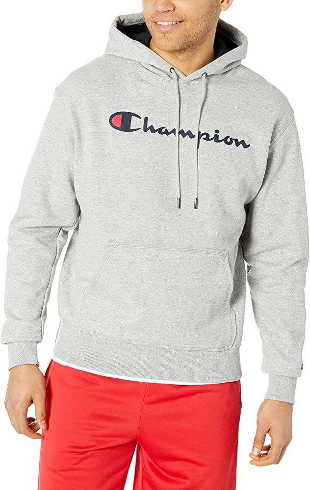 Champion Men's Graphic Powerblend Fleece Hoodie, Oxford Grey Script, Medium at Amazon Men’s Clothing store冠军卫衣 多色可选