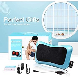 $25.5 肩颈,足部,多功能按摩仪 母亲节礼物Shiatsu Neck Back Massager Pillow with Heat, Deep Tissue Kneading Massage for Back, Neck, Shoulder, Leg, Foot, Gift for Mom Dad, Stress Relax at Home Office and Car