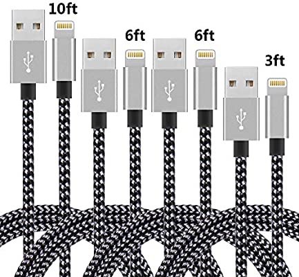 IDISON USB-A转Lighting 尼龙数据线 4根 (0.9米x1 1.8米x2 3米x1)