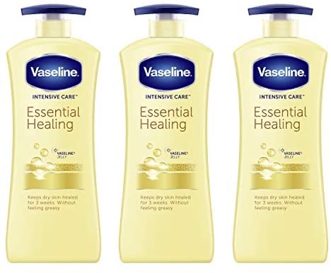 Amazon.com : Vaseline hand and body lotion Intensive Care Moisturizer for Dry Skin Essential Healing Clinically Proven to Moisturize Deeply With One Application 20.3 oz 3 count : Beauty 凡士林身体乳