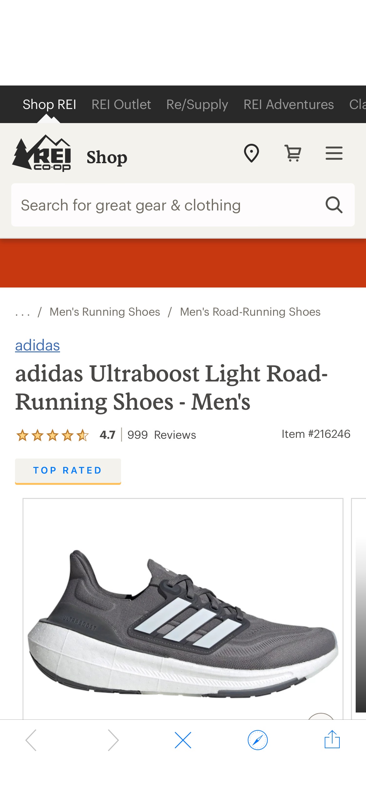 adidas Ultraboost 56.93 还包邮Light Road-Running Shoes - Men's | REI Co-op