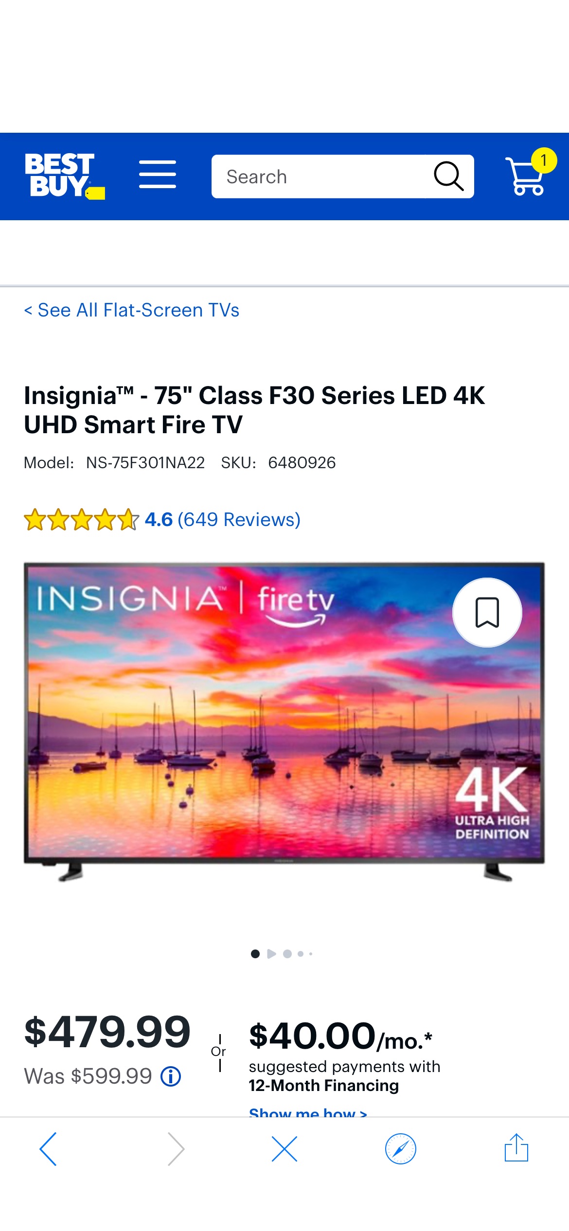 Insignia™ 75" Class F30 Series LED 4K UHD Smart Fire TV NS-75F301NA22 - Best Buy