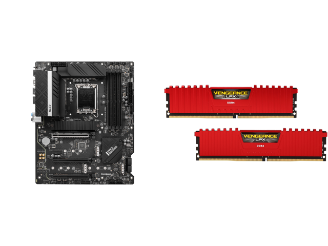 新低 微星12代U主板加贼船内存组合MSI PRO Z690-A DDR4 Intel Z690 ATX Intel Motherboard and CORSAIR Vengeance LPX 32GB (2 x 16GB)DDR4 3600