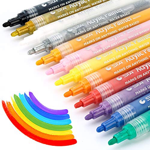 Amazon.com: MISULOVE Acrylic Paint Pens, 色笔 Medium Tip, 12 Colors, Water Based, Permanent & Waterproof Ink, Works on Rock, Wood, Glass, Metal, Ceramic, Marker Pens for DIY Craft Making Supplies : Everything Else