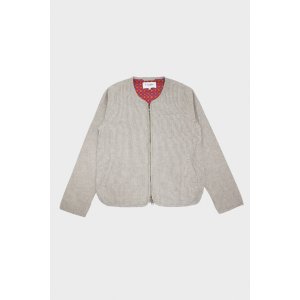 $73.99 Corridor NYC Ticking Stripe Linen Collarless Jacket 条纹亚麻无领夹克 - 奖章红色内衬