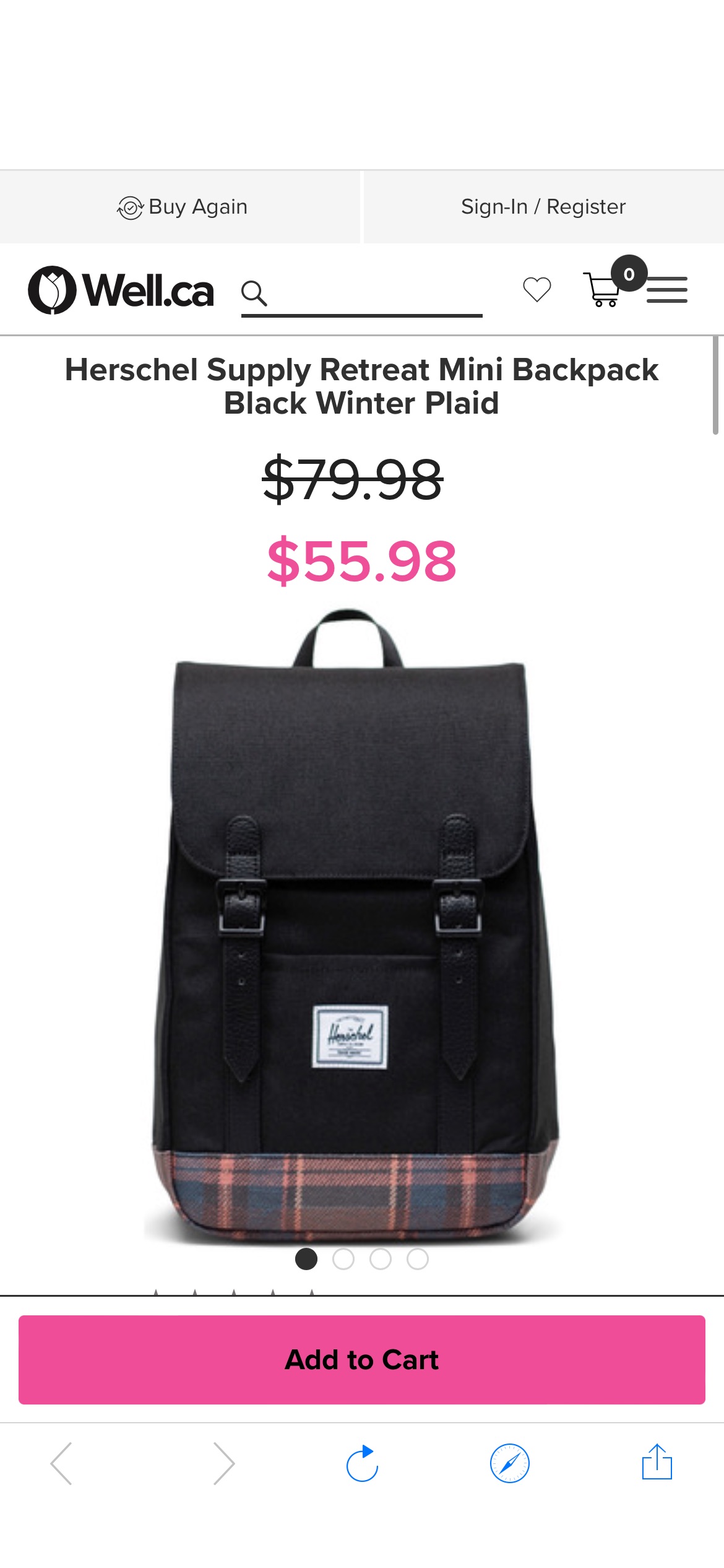 Buy Herschel Supply Retreat Mini Backpack Black Winter Plaid at Well.ca | Free Shipping $35+ in Canada
