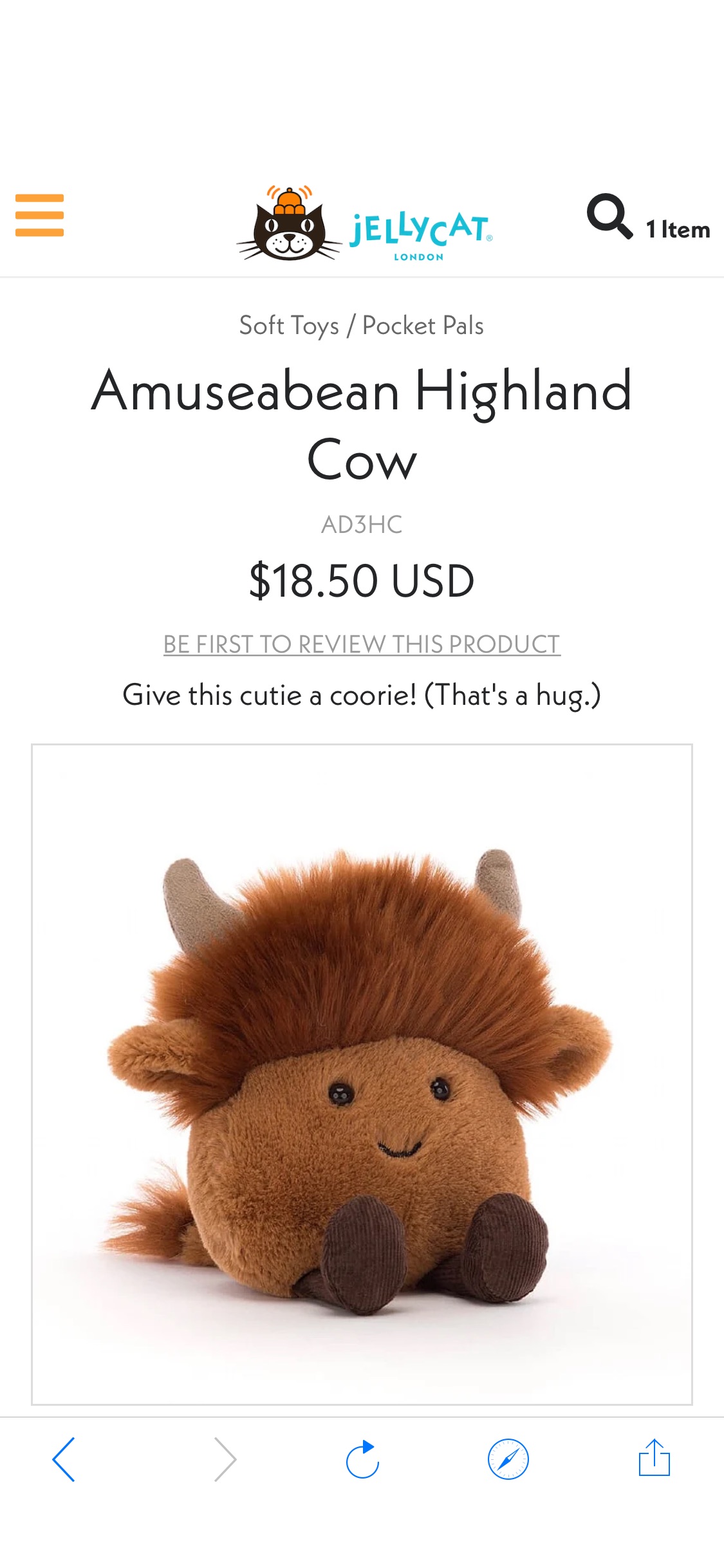 Buy Amuseabean Highland Cow - Online at Jellycat.com
