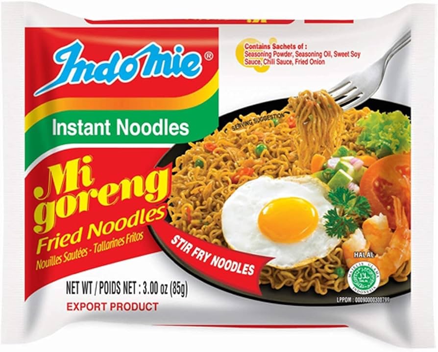 Amazon.com: Indomie Mi Goreng Instant Stir Fry Noodles, Halal Certified, Original Flavor, 3 Ounce (Pack of 30) : Grocery & Gourmet Food