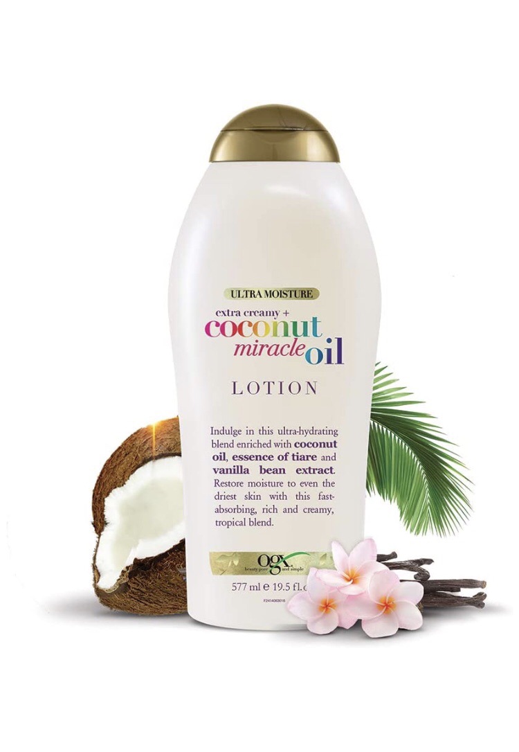 OGX 椰子身体乳 Extra Creamy + Coconut Miracle Oil Ultra Moisture Lotion, 19.5 Fl Oz