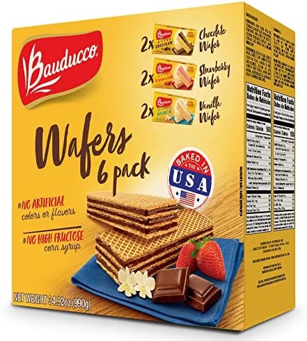 Amazon.com: Bauducco Wafer Cookies - Chocolate, Vanilla & Strawberry 6-pack - Wafer Cookies With 3 Layers of Cream - Delicious Sweet Snack or Dessert - 34.92 oz (Pack of 6) : Grocery & Gourmet Food