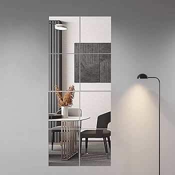 Amazon.com: Glass Full Length Wall Mirror Tiles, 14'' x 12'' x 4PCS, Full Body Mirror for Bedroom, Full Length Mirror Wall Mounted for Home Gym, Door (14'' x12''-4PCS) : Home & Kitchen
