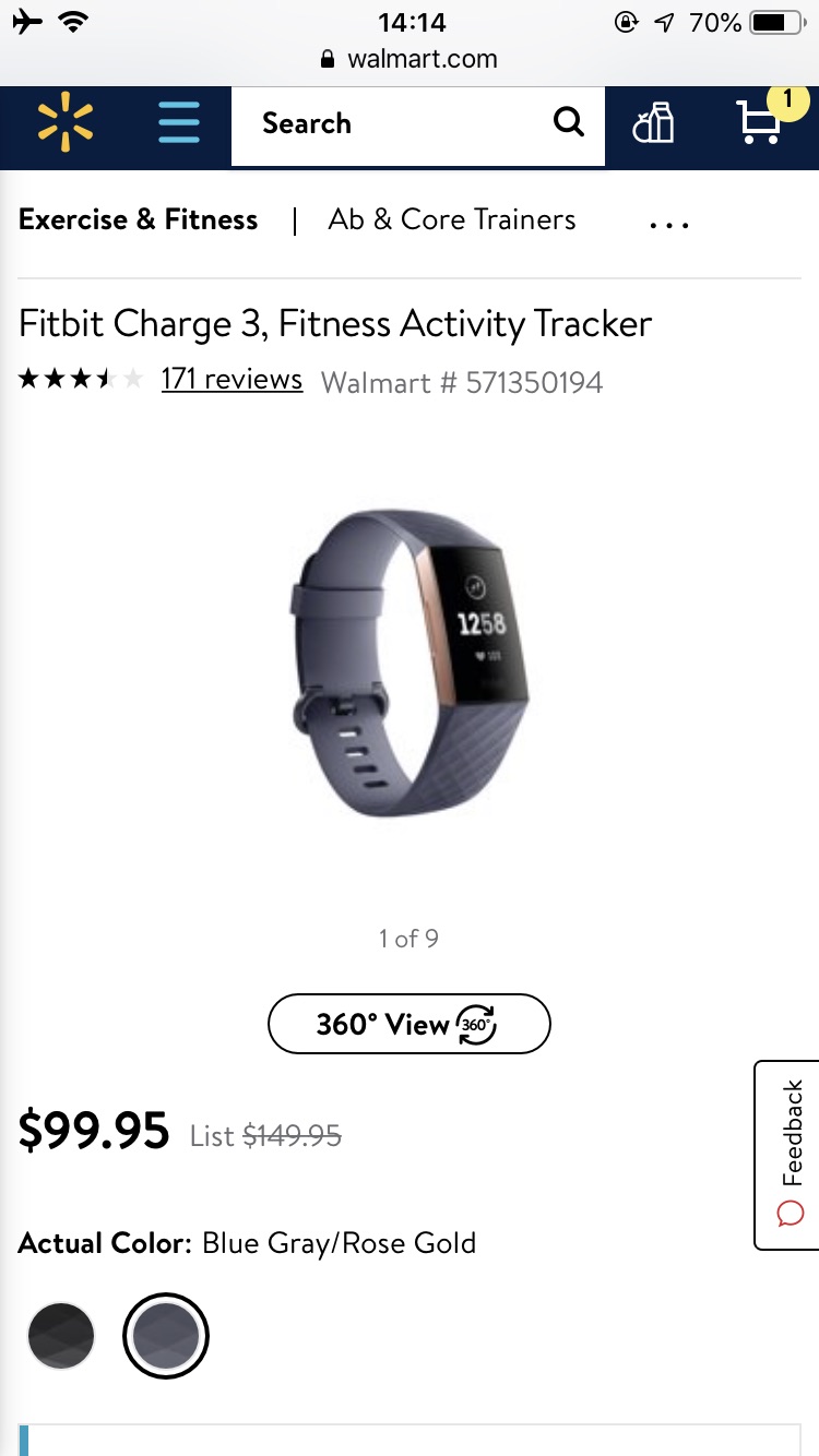 Fitbit Charge 3 运动智能手表