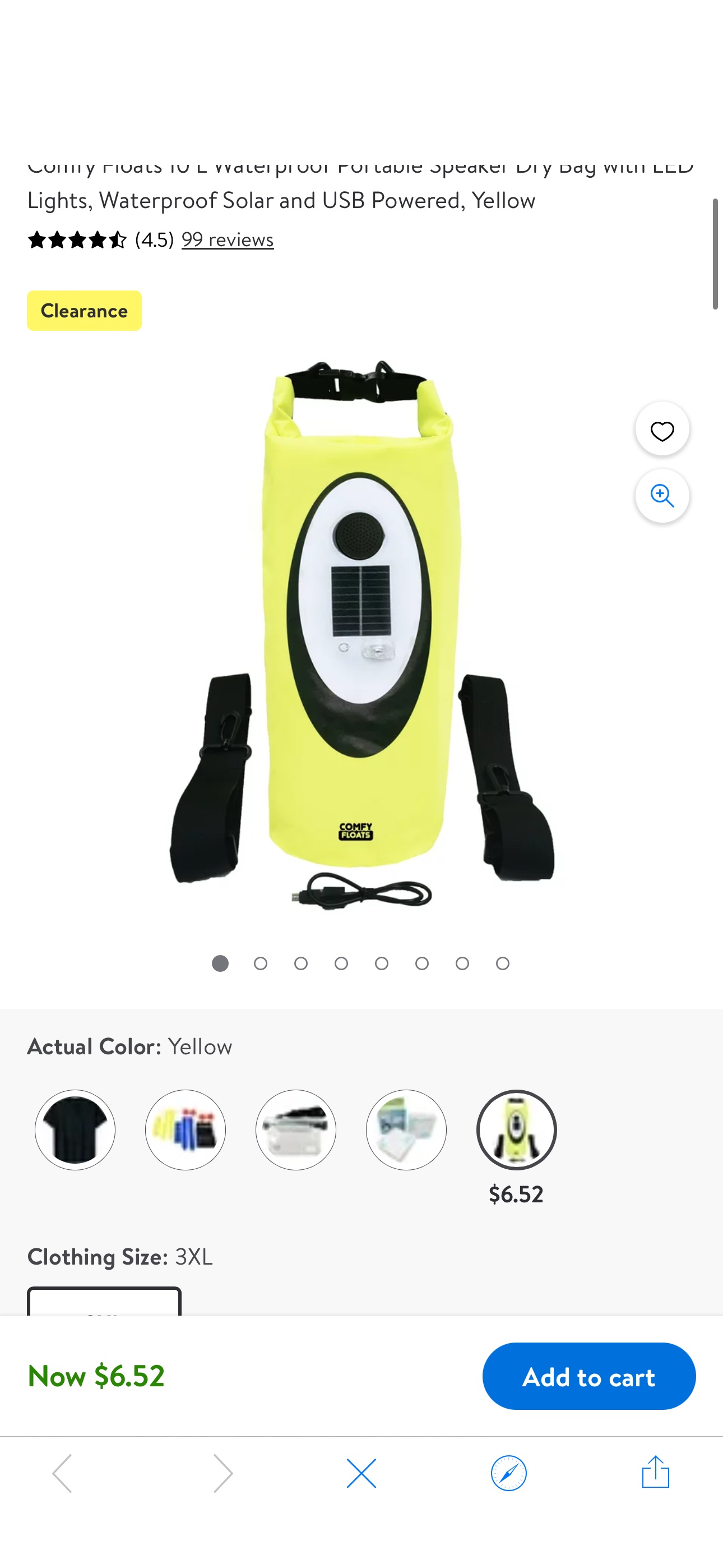 Comfy Floats 10 L Waterproof Portable Speaker Dry Bag with LED Lights, Waterproof Solar and USB Powered, Yellow - Walmart.com