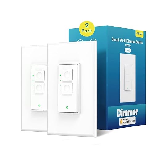 meross Smart Dimmer Switch, Single Pole WiFi Light Switch Works with Apple HomeKit, Alexa, Remote/Voice Control and Schedule, Neutral Wire Required, 2.4GHz WiFi Only, No Hub Required, 2 Pack - Amazon.