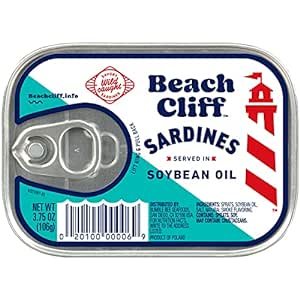 Beach Cliff Wild Caught Sardines in Soybean Oil, 3.75 oz Can (Pack of 12)