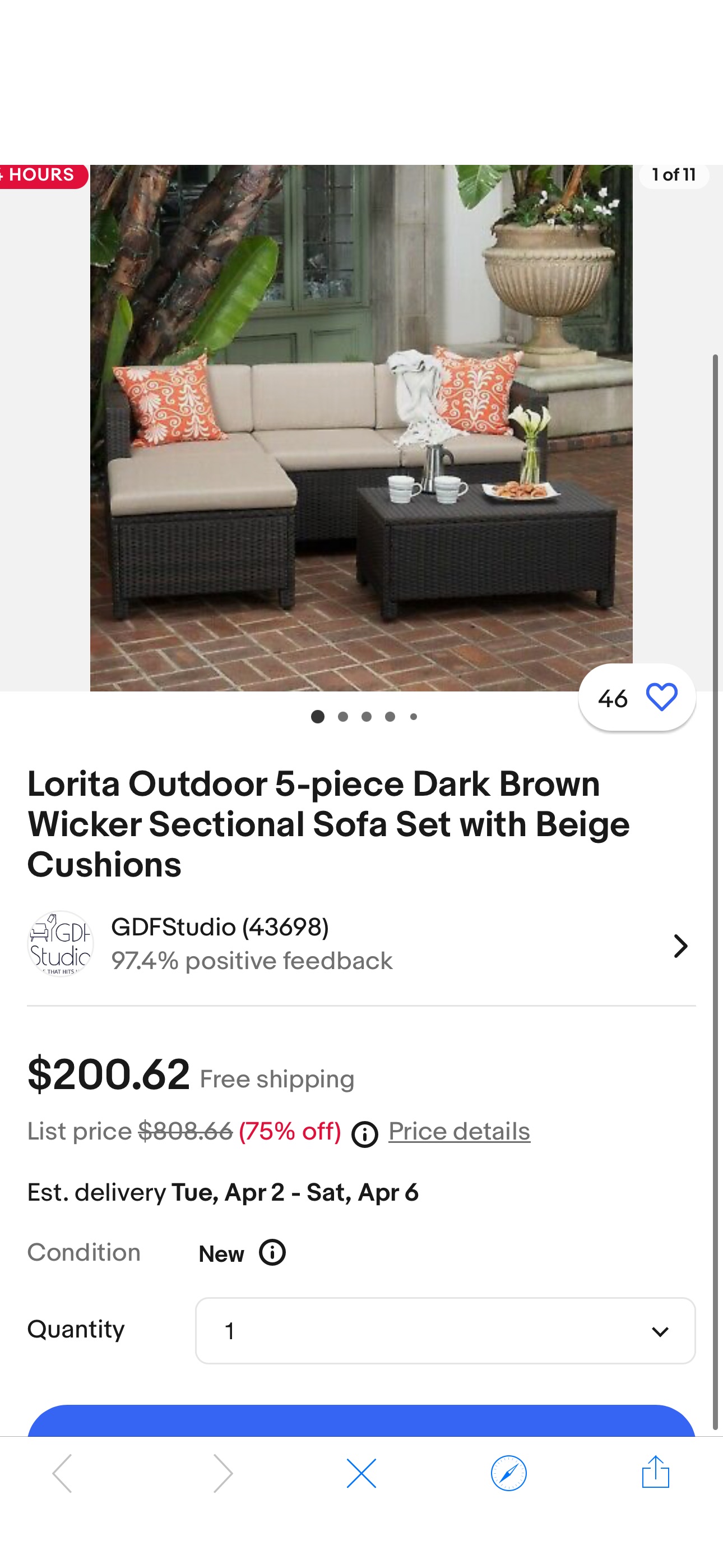 Lorita Outdoor 5-piece Dark Brown Wicker Sectional Sofa Set with Beige Cushions | eBay