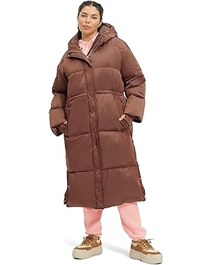 Amazon.com: UGG Women&#39;s Keeley Long Puffer Coat, Dark Chestnut, XL : Clothing, Shoes &amp; Jewelry