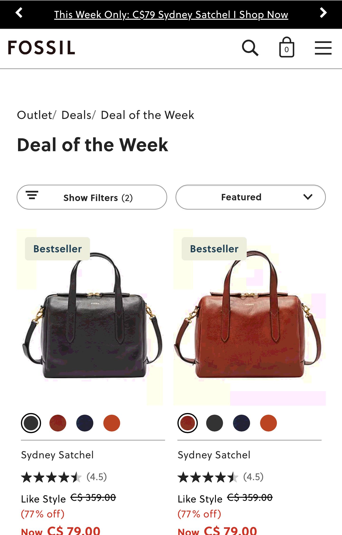 Deal of the Week - Fossil Sydney Satchel