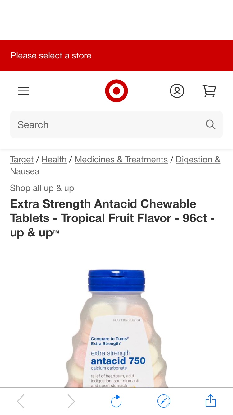 抑酸片Extra Strength Antacid Chewable Tablets - Tropical Fruit Flavor - 96ct - Up & Up™ : Target