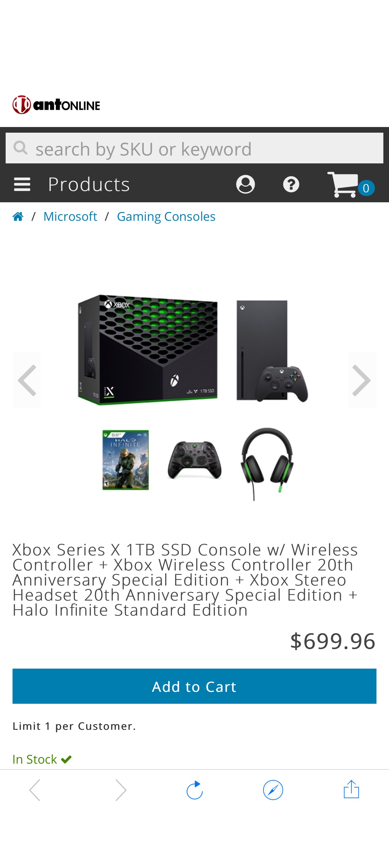Xbox Series X 1TB SSD Console w/ Wireless Controller / Halo Infinite Standard Edition - antonline.com现货