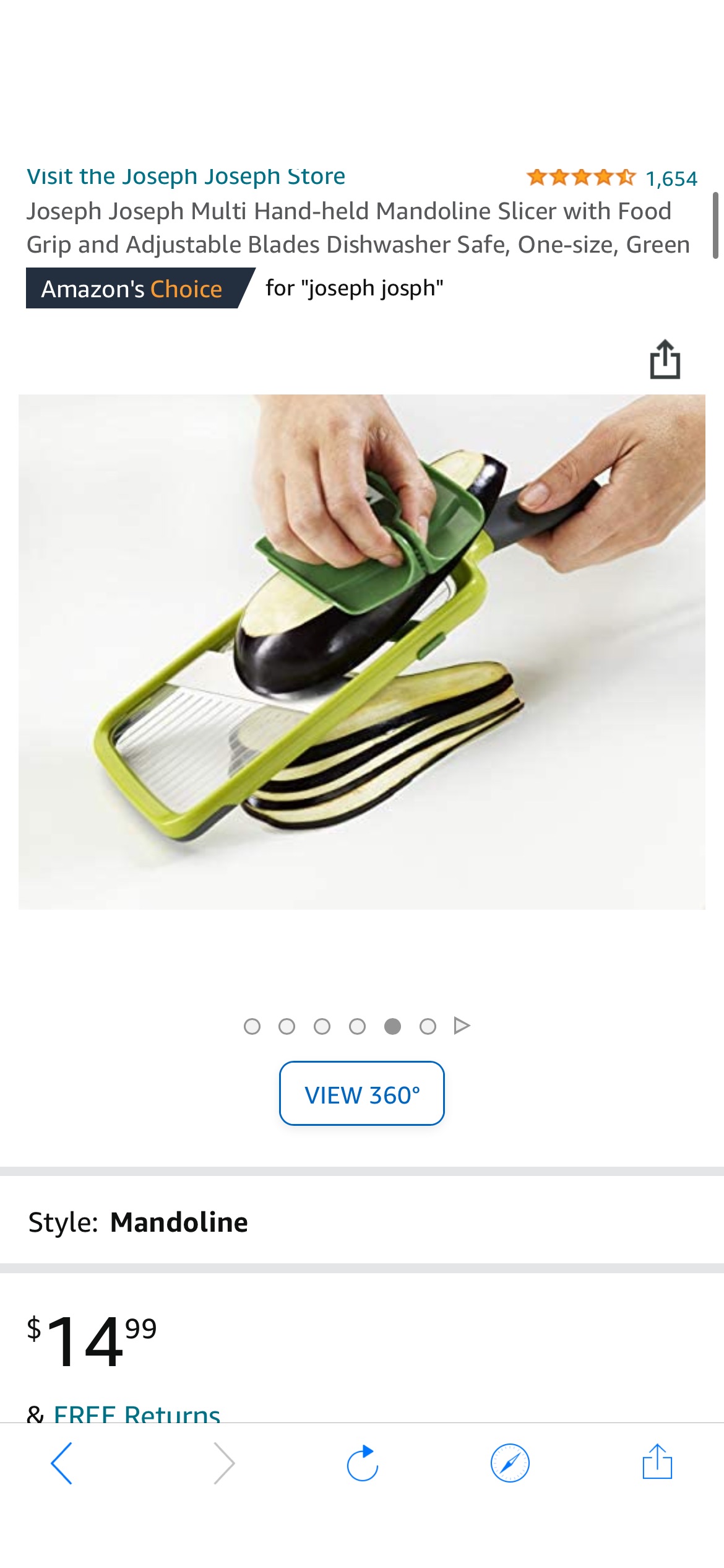 Amazon.com: Joseph Joseph Multi Hand-held Mandoline Slicer with Food Grip and Adjustable Blades Dishwasher Safe, One-size, Green: Home & Kitchen 切片器