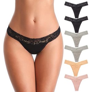 $7.49 Amazon.com: Ceseboo 女式丁字裤,女式棉质丁字裤内衣透气蕾丝棉质女式丁字裤内裤