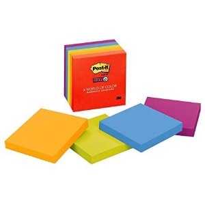 $6.17 便利贴Amazon.com: Post-it Super Sticky Notes, 2x Sticking Power, 3 in x 3 in, Marrakesh Collection, 5 Pads/Pack (654-5SSAN): Office Products