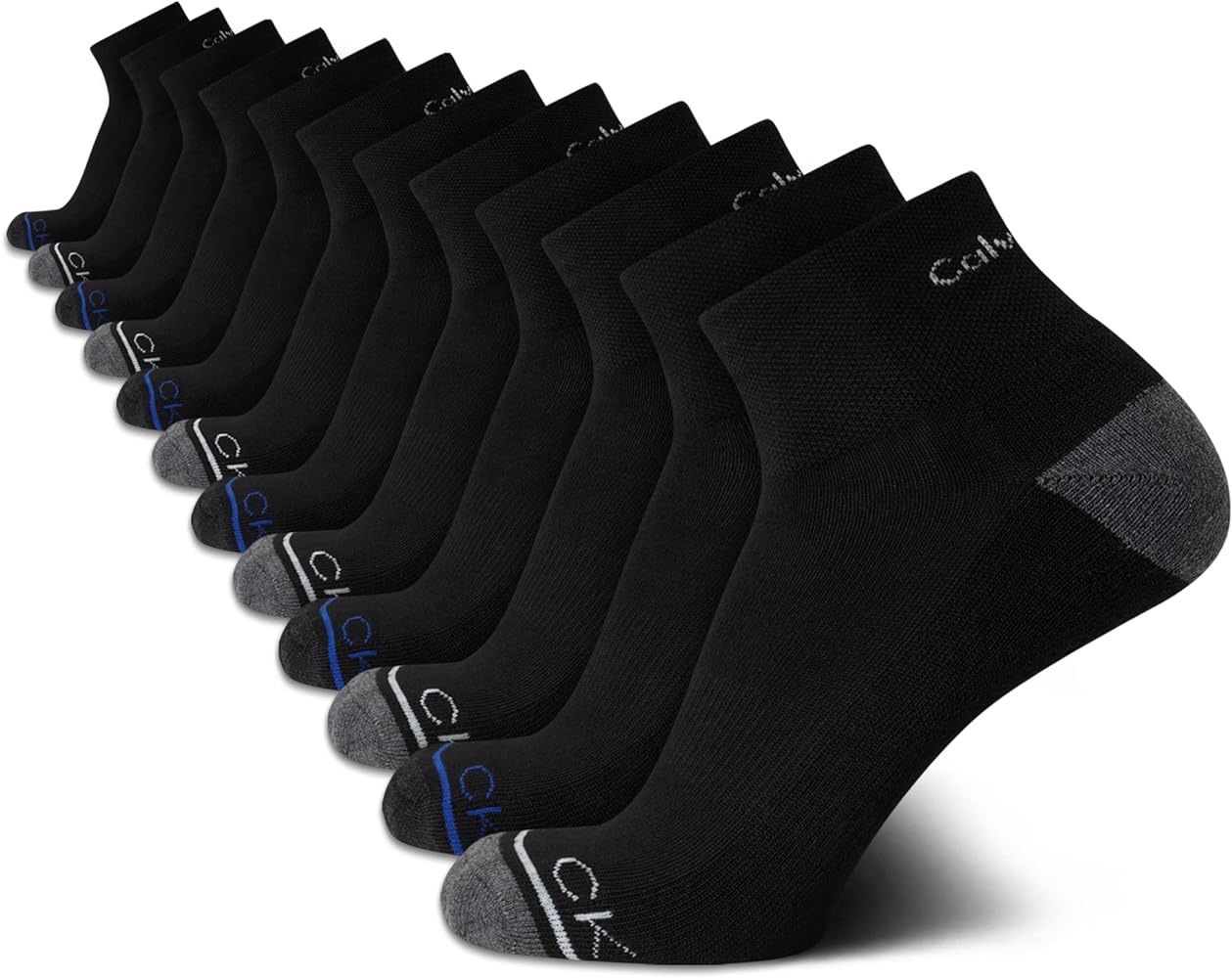 Amazon Calvin Klein 男士袜子 - 运动缓冲四分之一剪裁踝袜（12 双）