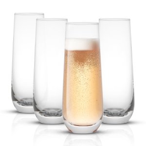 JoyJolt Milo Stemless Champagne Flutes Set of 4 9.4oz