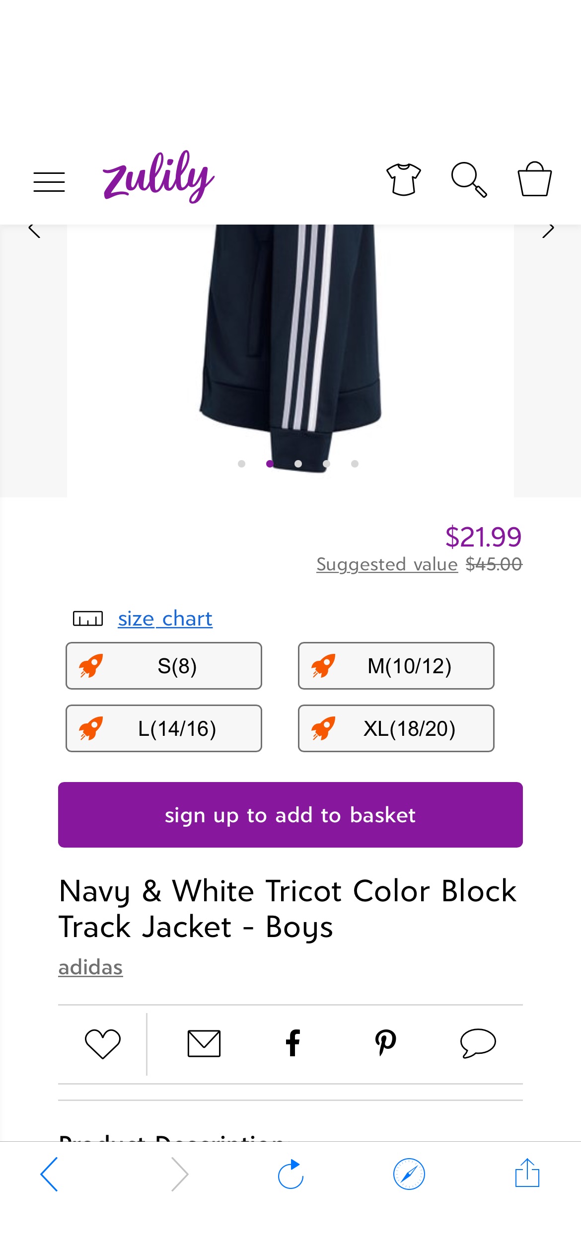 adidas Navy & White Tricot Color Block Track Jacket - Boys | Best Price and Reviews | Zulily