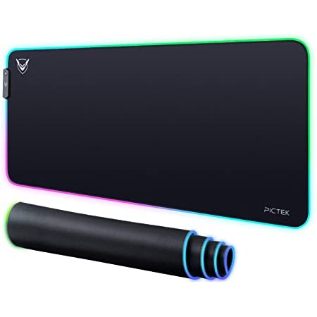 PICTEK 超大号 RGB 游戏鼠标垫, 柔软织物材料+3级亮度调节
