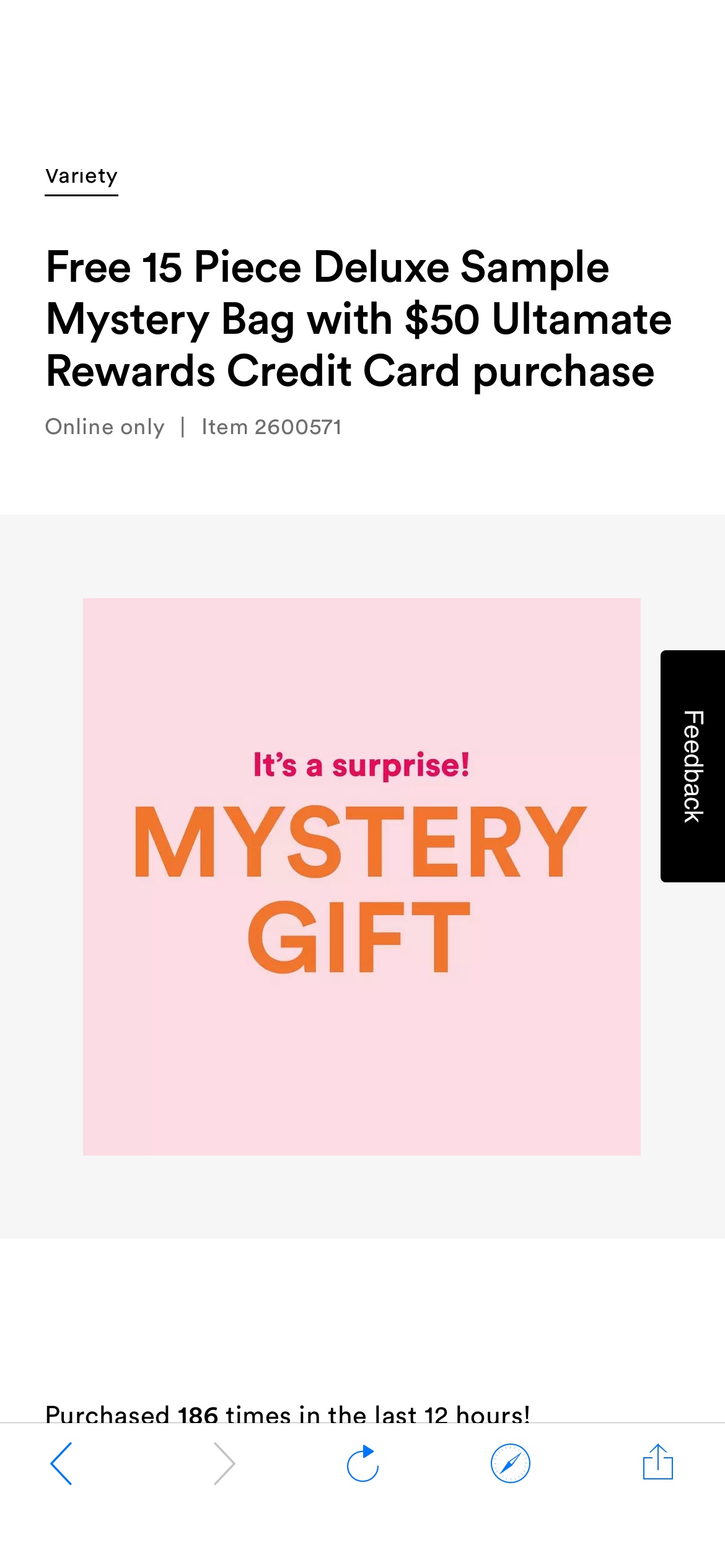 Free 15 Piece Deluxe Sample Mystery Bag with $50 Ultamate Rewards Credit Card purchase - Variety | Ulta Beauty