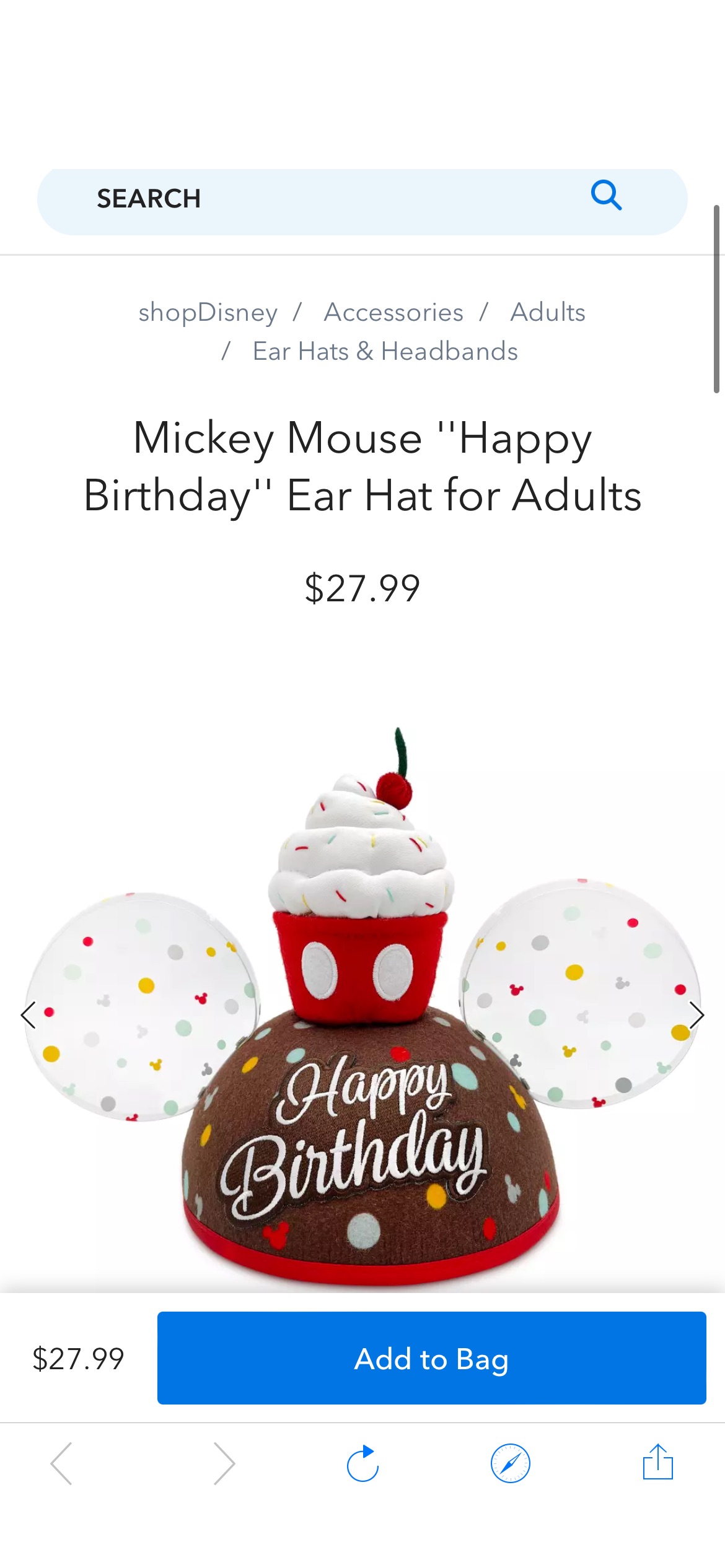 迪士尼生日快乐米奇头Mickey Mouse ''Happy Birthday'' Ear Hat for Adults | shopDisney