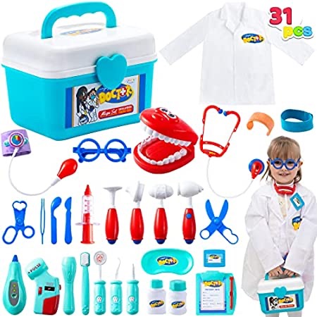 Amazon.com: Tomons Toy Doctor Kit for Kids - 38 Pieces Kids Pretend Play Doctor Toys with Stethoscope Dentist Model, Medical Kit Doctor Play Set with Sturdy Gift Case : Toys & Games牙齿玩具
